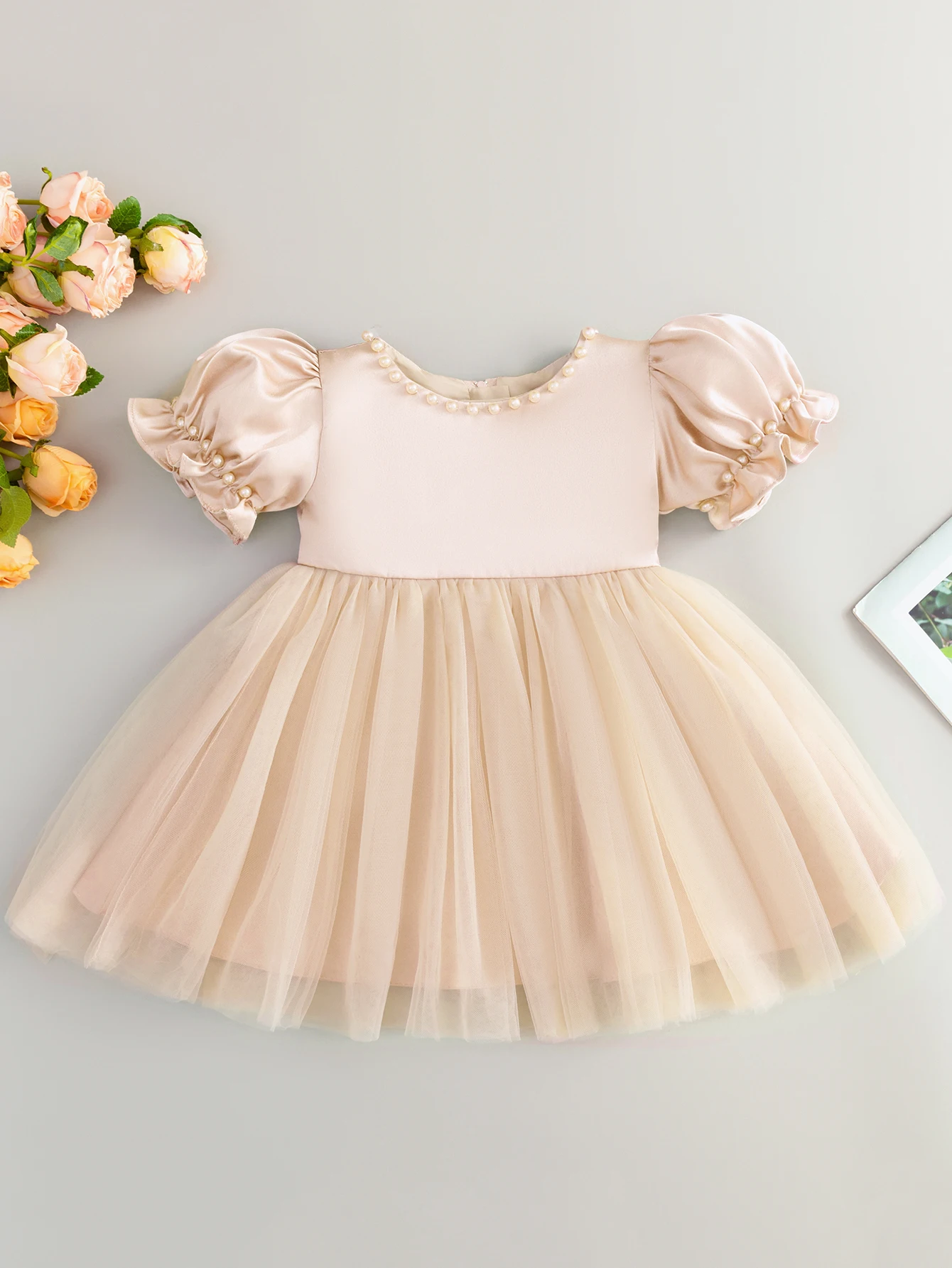 Floral Baby Girls Wholesale Satin Bow Flower Baby Girl Dress Party Tulle Luxury High Quality Wedding Fancy