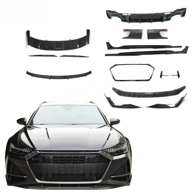 Dry Carbon Body Kit for RS6 Avant RS7 C8 2019+ Front Lip Rear Diffuser Grille Frame Vent Trim Spoiler Side Skirt