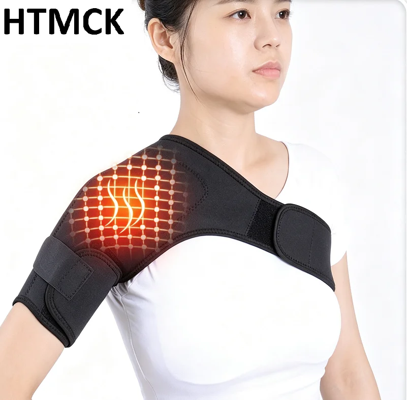 HTMCK Suporte de Ombro Ajustável com Aquecimento Automático para Alívio da Dor, Suporte Cervical e para Manguito Rotador, Massageador, Almofada de Ombro Único