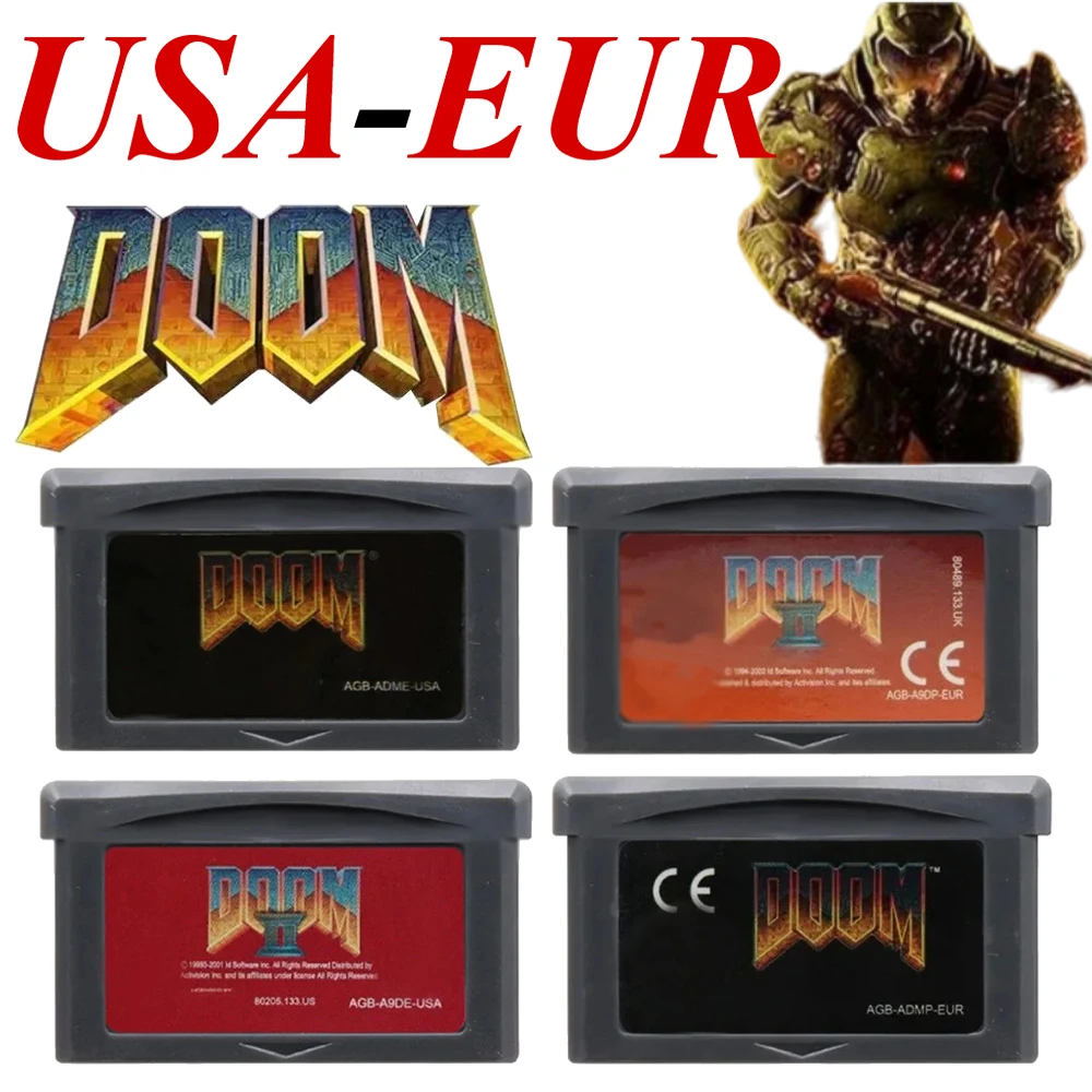 Cartucho de Juego GBA de EE. UU., Serie Doom, Cartucho de Juego de 32 Bits para Consola de Videojuegos, DOOM 1, DOOM 2 para GBA, GBASP, NDSL, EE. UU.