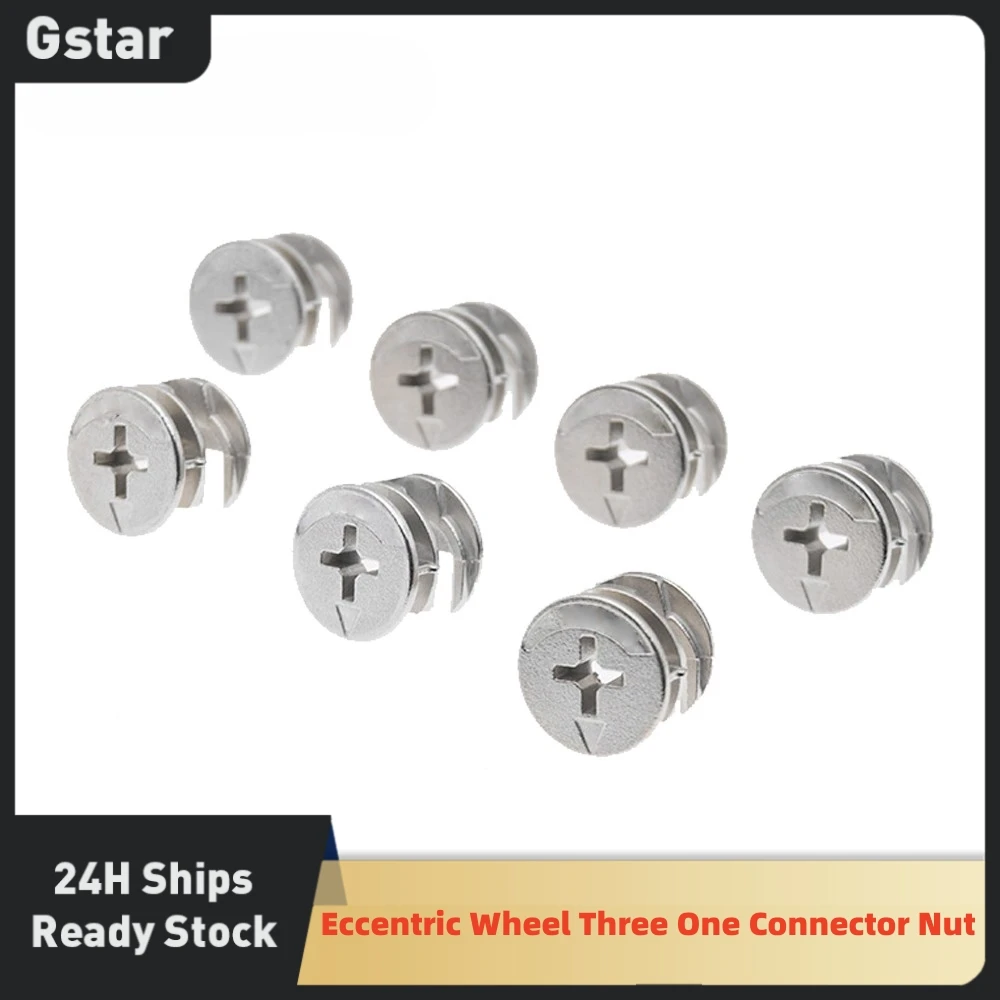 20PCS/LOT Eccentric Wheel Three One Connector Nut Furniture Drawer Lock Screw Fastener Assembly Fittings Wardrobe 15mm