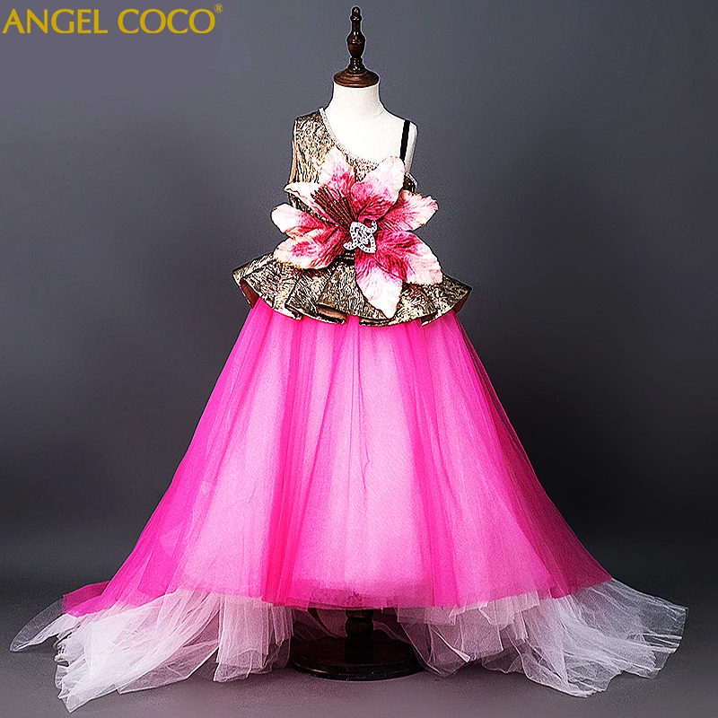 Pageant Costumes Girls Dress Kids Birthday Party Dresses Children's Elegant Princess Teenage Evening Dress Wedding Gowns Top