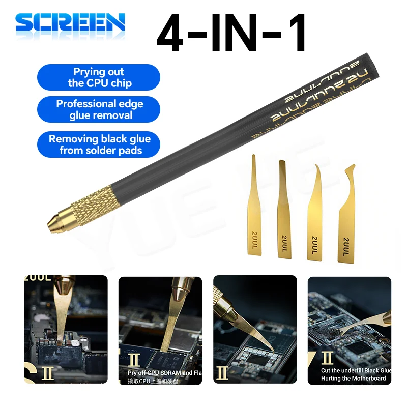 

2UUL DA61 4IN1 Blades II Ручной инструмент для отделки печатной платы Чистая материнская плата Процессор IC Чип Клей Скребковый нож