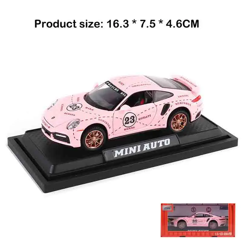 Modèle de voiture Turbo S 1:32 911, jouets en alliage moulé sous pression, voitures de sport, portes rétractables, son et lumière ouverte, véhicules d'ornement, cadeaux pour enfants