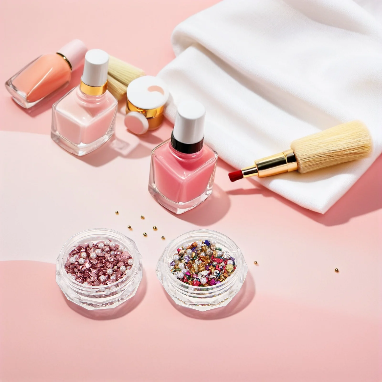 분쇄된 돌 라인스톤 3D 미니 진주 네일 아트 보석 불규칙한 모양 금색 은색 분홍색 무지개빛 색조 DIY 공예 액세서리