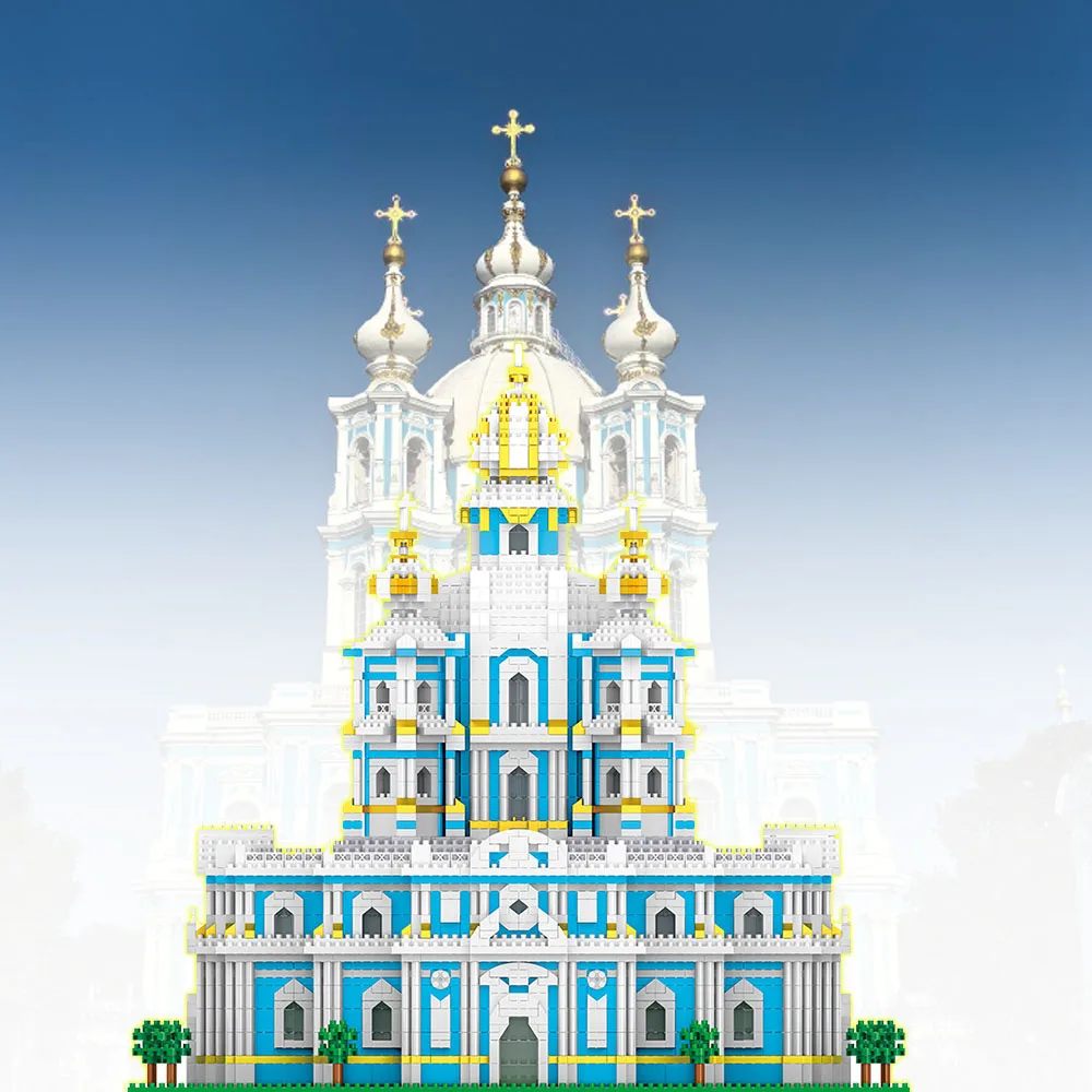 

Creative Nanobricks Russia History Architecure Smolny Cathedral Micro Diamond Block Saint Petersburg Building Brick Toys
