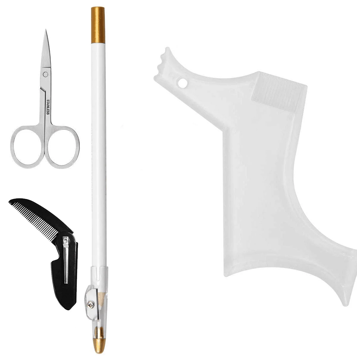 4Pcs Set Beard Shaping Kit Multi-Curve Hairline Template Beard Comb Pencil Scissors Barbershop Accessories Beard Styling Tool gallery 2