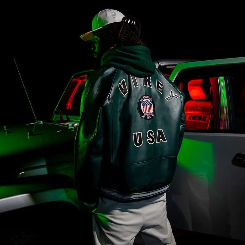 

American Functional Letter Embroidered Leather Jacket Loose Couples Short Coat Men WinterJacket Hip Hop Y2k Men Clothing