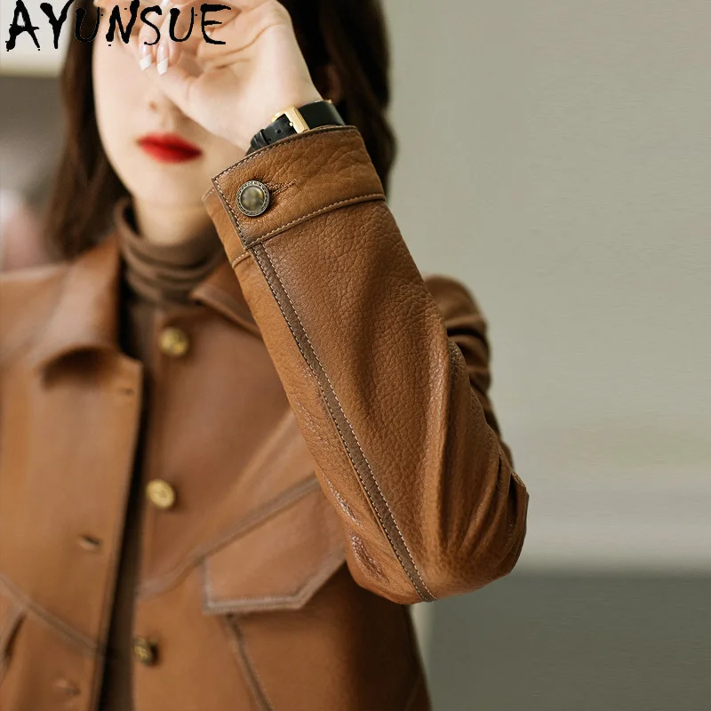 AYUNSUE veste en cuir véritable pour femme 2025 manteaux en peau de mouton pour femmes vestes de moto printemps automne vêtements nouveau dans les vêtements d'extérieur