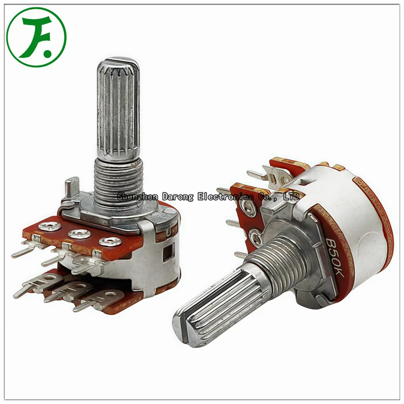 تايوان Puyao RK16 المزدوج ستة دبوس مكبر كهربائي حجم الجهد A10K B1K B10K B50K B100K A100K عمود على شكل البرقوق 20 مللي متر #5