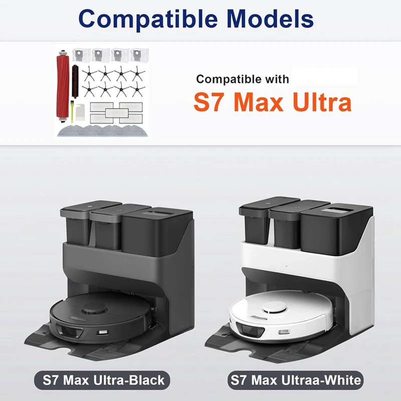 Piezas de Robot aspirador Roborock S7 Maxv Ultra/ S7 Max Ultra, Cepillo Lateral principal, filtro Hepa, paños de fregona, bolsas de polvo