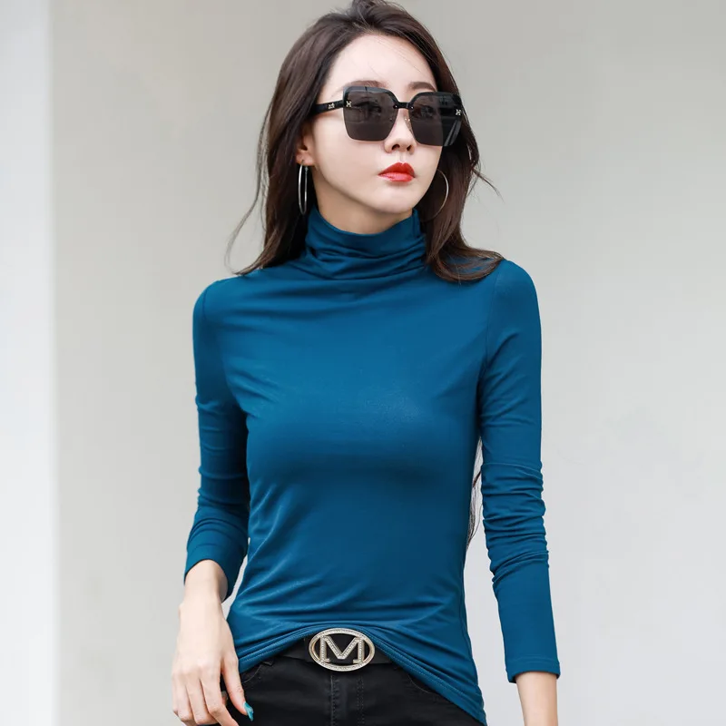 MRMT 2024 Brand New  Modal Elastic Slim Show High Collar Bottoming Shirt Women's  Long Sleeve T-Shirt With Foreign Tops