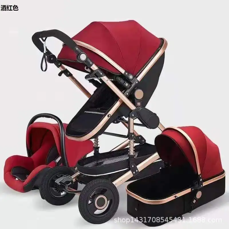 High landscape baby stroller can sit and lie down with two-way four-wheel shock-proof folding baby stroller for newborn children