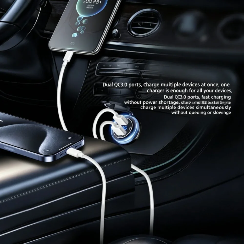 USB-Autoladegerät mit Dual-QC3.0-Anschluss, USB-Port mit LED-Voltmeter, Schnellladung, wasserdicht, für 12/24V Fahrzeuge, Motorräder, Wohnmobile und Boote – Detail 5