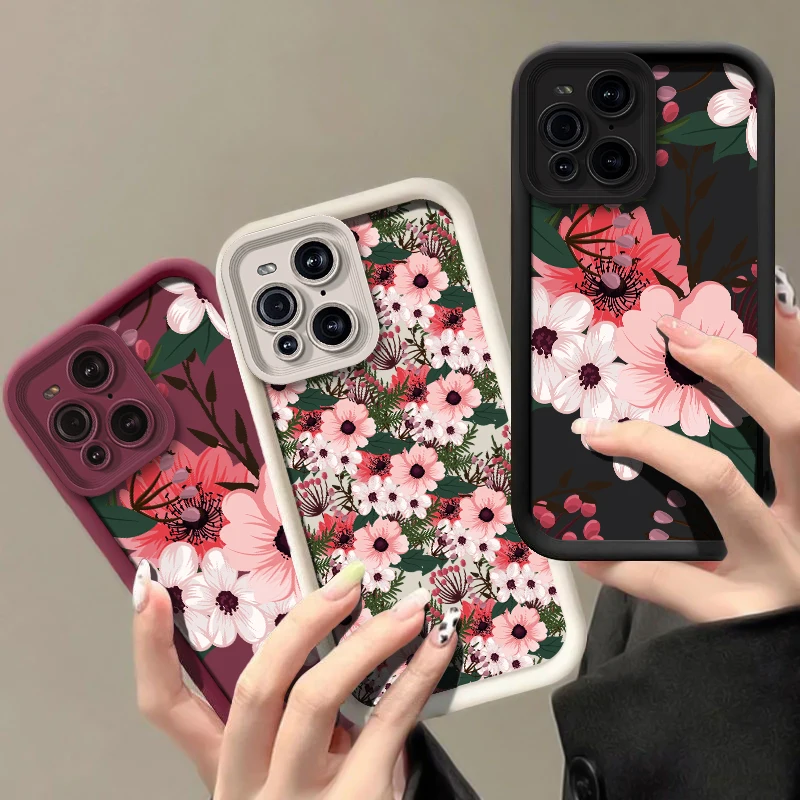 حافظة لهاتف موتورولا موتو G85 G84 G75 G35 G34 G56 G86 Edge 50 60 Funsion 40 Neo E40 E32 E22 غطاء سيليكون مطبوع عليه زهور