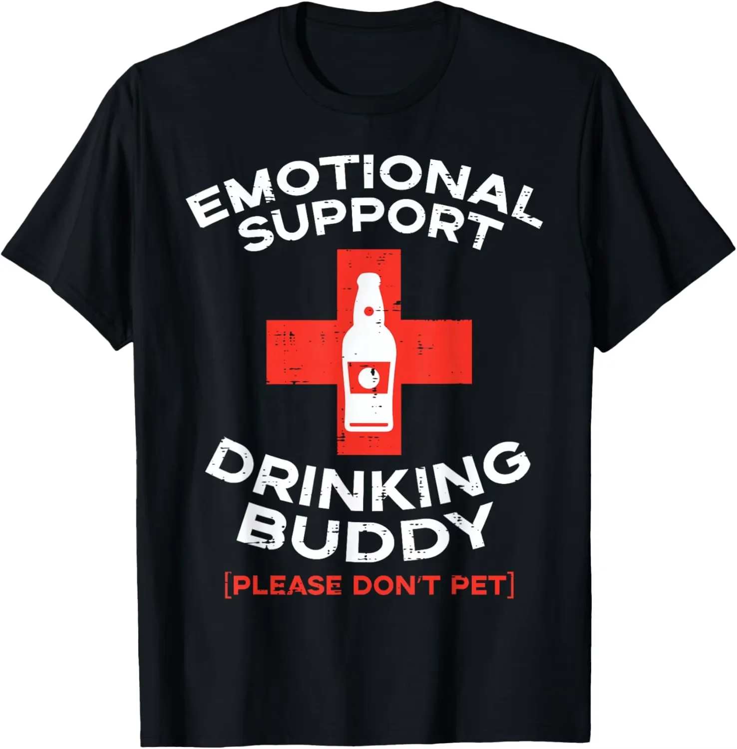 Emotional Support Drinking Buddy Beer Graphic T-Shirt Funny Gift Casual Cotton Tee