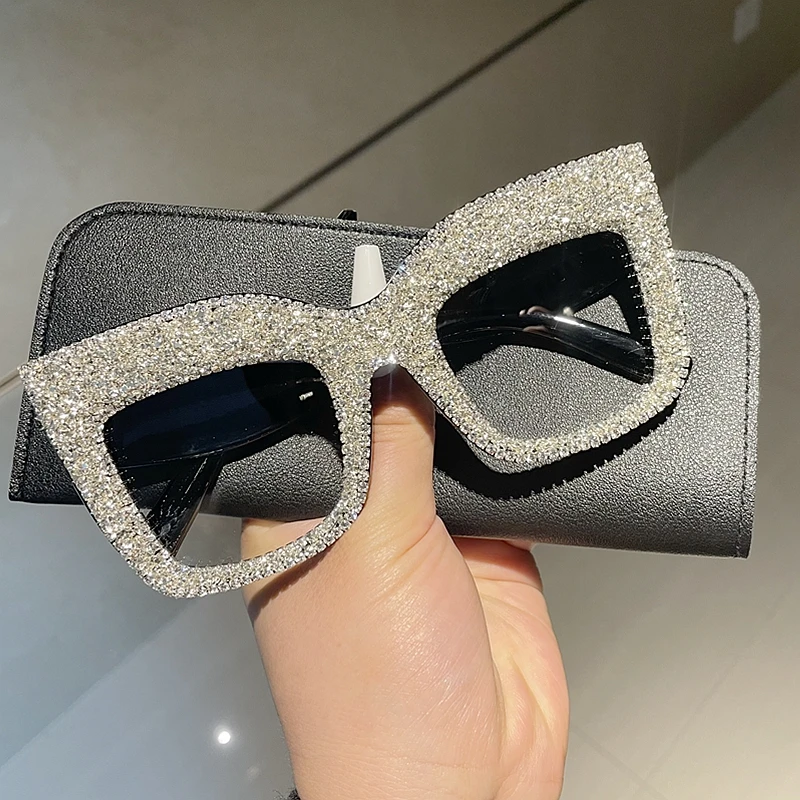 Picture 3: Rhinestone Luxury glasses women Blue Light Computer Eyeglasses Square Oversized Clear Lens Unisex Decoration Eyewear