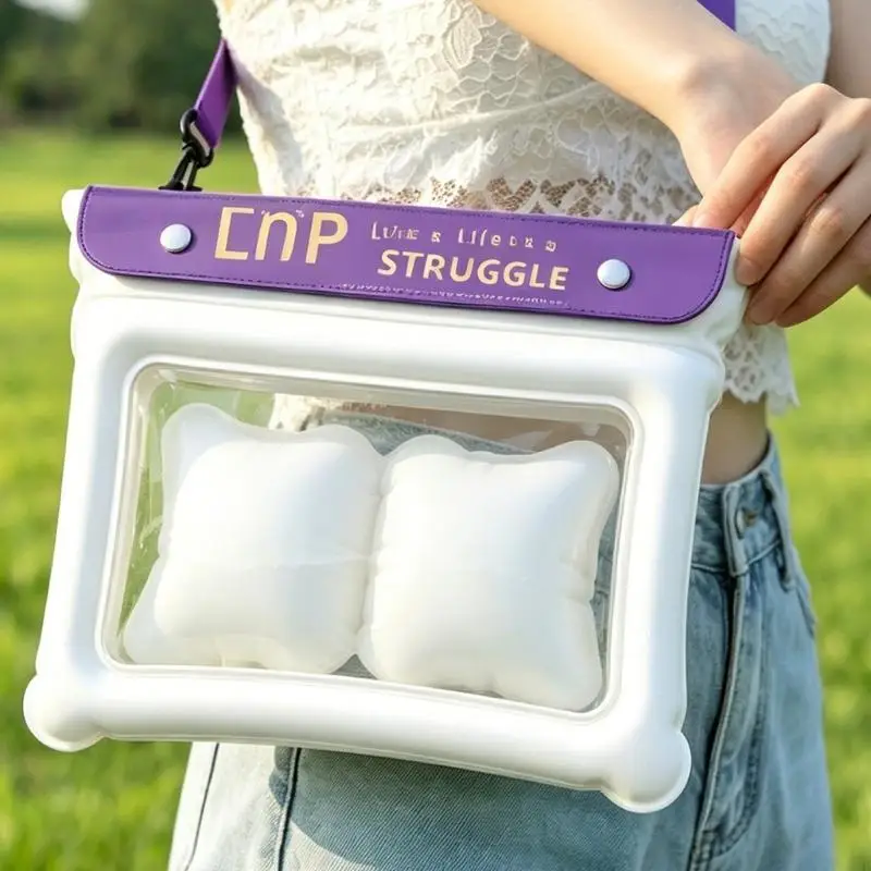 Touch Window Phone Dry for Beach and Swimming, Adjustable Crossbody Strap, Fold-Over Sealing Top, PVC Phone Bag