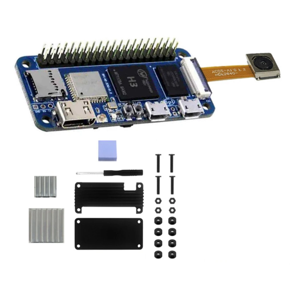 For Banana Pi M2 Zero Quad-Core Allwinner H3 512MB Development Board+OV5640 Camera+Aluminum Case+Heatsinks (Welded)