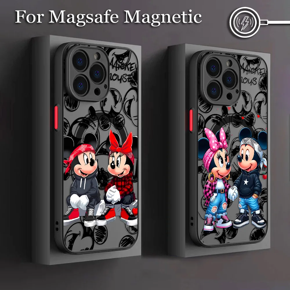 Fashion Disney Minnie Mickey Phone Case For Samsung Galaxy S25 S24 S23 S22 S21 S20 FE Plus Ultra 5G Matte Magnetic Back Cover