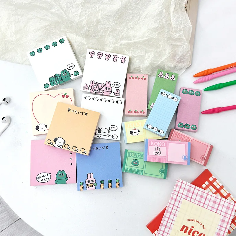 100Pcs Cute Bunny Puppy Memo Pad Decoration Scrapbooking DIY Message Notes Paper To Do List Daily Check Notepad Stationery