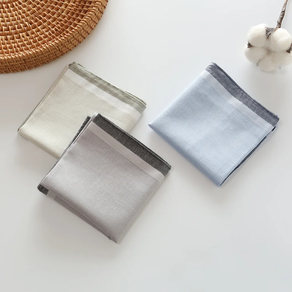 3/6/12Pcs Antique Old-fashioned Nostalgic Thin Handkerchief Soft and Comfortable Dyed Cotton Men's Summer Sweat Towel 43cm