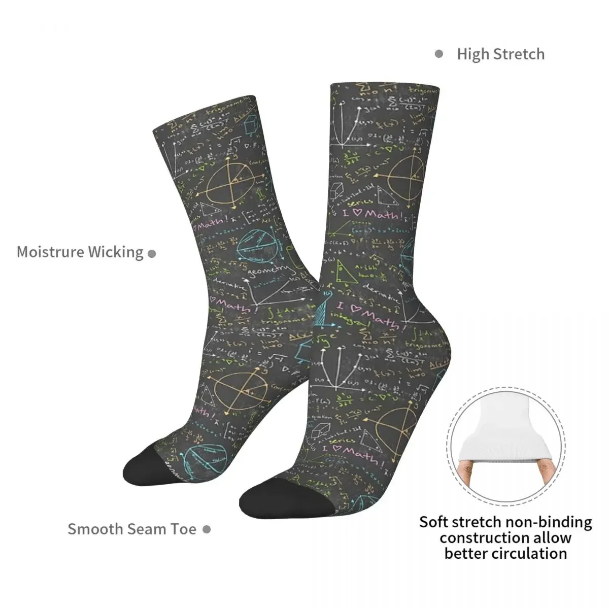 Math Lessons Socks Harajuku High Quality Stockings All Season Long Socks Accessories for Man's Woman's Birthday Present