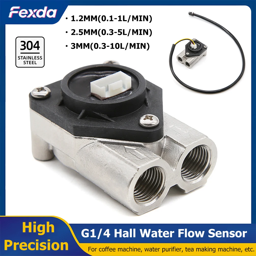 Medidor de Flujo de Agua de Alta Precisión G1/4, Sensor de Flujo Hall de Acero Inoxidable 304 para Máquina de Café, Dispensador de Agua, Máquina de Té