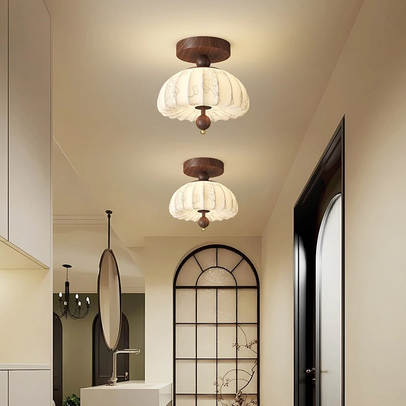 

French Designer LED Pendant Lights Textile Crafts Lampshade Hanging Lamp Homestay Bar Counter Eye Protection Ceiling Chandeliers