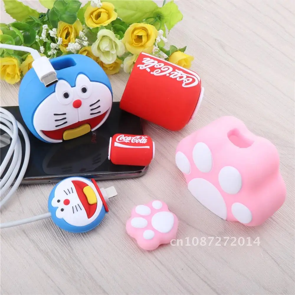 Cartoon Cable Organizer Cute USB Cable Protector Winder Animal Bite Anime Charger Protector Organizador For IPhone 12