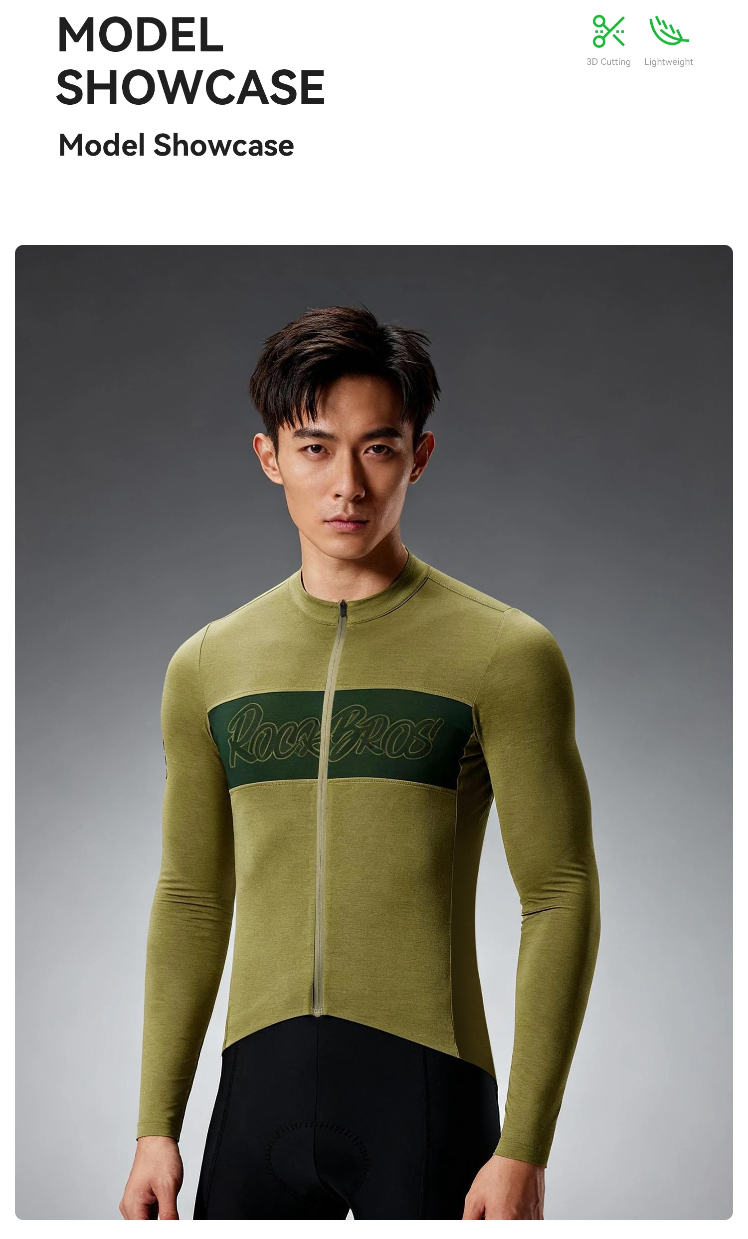 ROCKBROS Radtrikot mit langen Ärmeln, 17,5-Mikron-Wolle, atmungsaktive Fahrrad-Sportbekleidung, Sport-Tencel-Wollkleidung, Outdoor, Frühling/Herbst – Detail 7