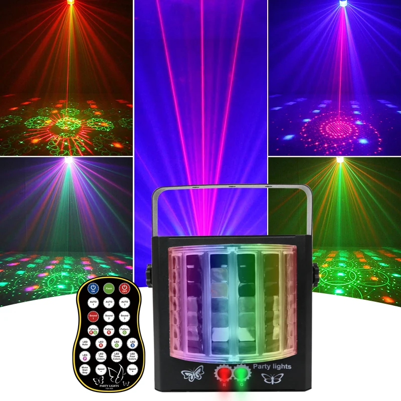 HCWE NEW MINI butterfly LED Stage Lights Disco Party Lighting  Laser Projector Lamp Sound Activity Led Light For Decoration Club