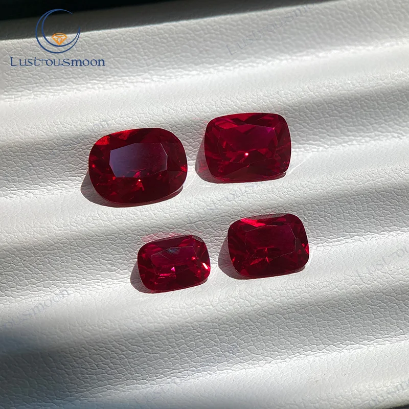 Lab Grown Ruby Pigeon Blood Red Ruby Elongated Cushion Cut Color Gemstone Charms DIY Materials Advanced for Woman Jewelry Making