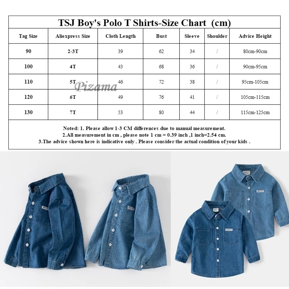 Full Sleeved Cotton Boys Jeans Shirts Kids Clothing Children\'s Blue Denim Long Shirts Spring Autumn Boys Tops for 2 to 7 Years