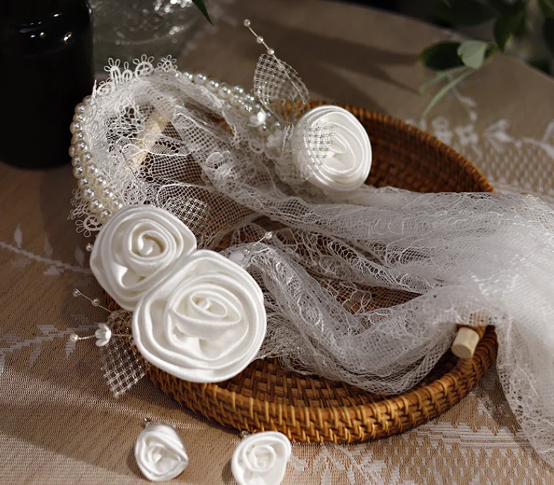 Sposa retrò pizzo Repubblica velo cappello temperamento francese sposa copricapo da sposa accessori per capelli da viaggio