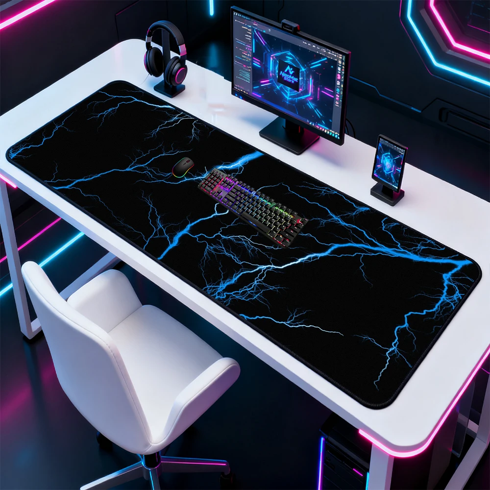 Lightning Mouse Pad Gaming Office Gamer Large 180x60 Giant Extra Electric Strike PC Deskmat Setup Desk Accessories Mousepad