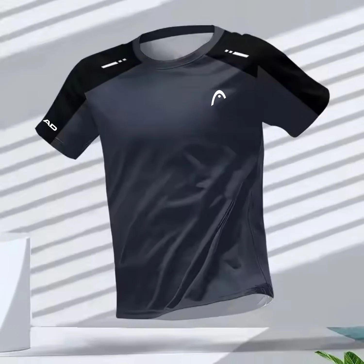 Quick drying and sweat absorbing men's T-shirt with 3D printed tennis and pizza sports T-shirt, street fashion short sleeved
