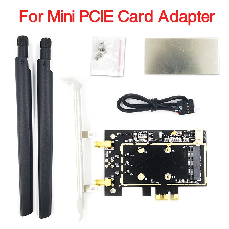 Wireless Network Card WiFi bluetooth Mini PCI-E Express to PCI-E Adapter 2 Antenna for 7260HMW AX3000 6235