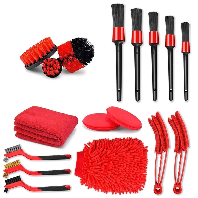 

18 Pcs Car Cleaning Tool Set, Car Cleaning Kit With Car Detailing Brush, Auto Detailing Drill Brush Set