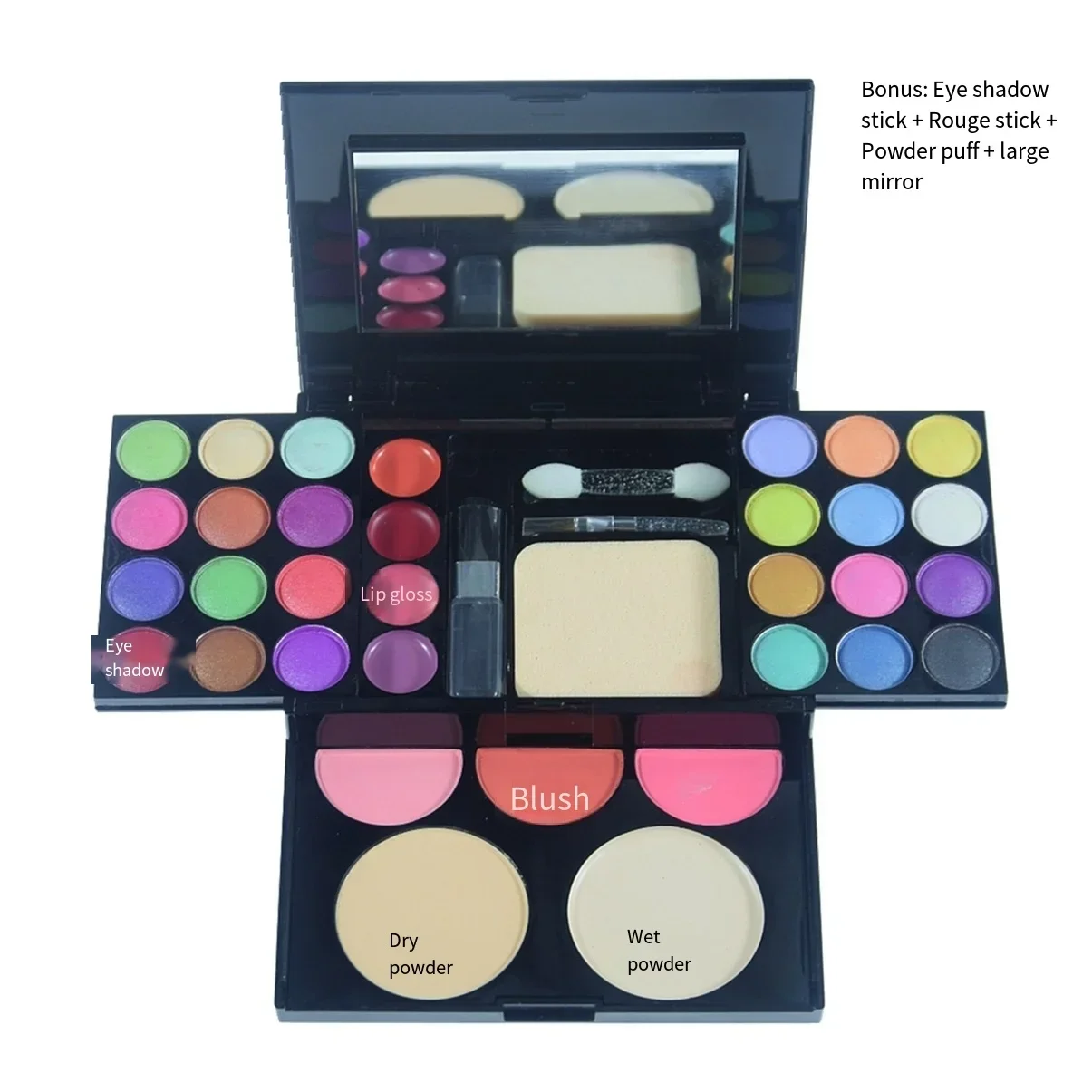 Juego de paleta de sombra de ojos de 3 capas, colorete impermeable de larga duración, brillo de labios, brillo, belleza, cosmética, maquillaje, 33 colores