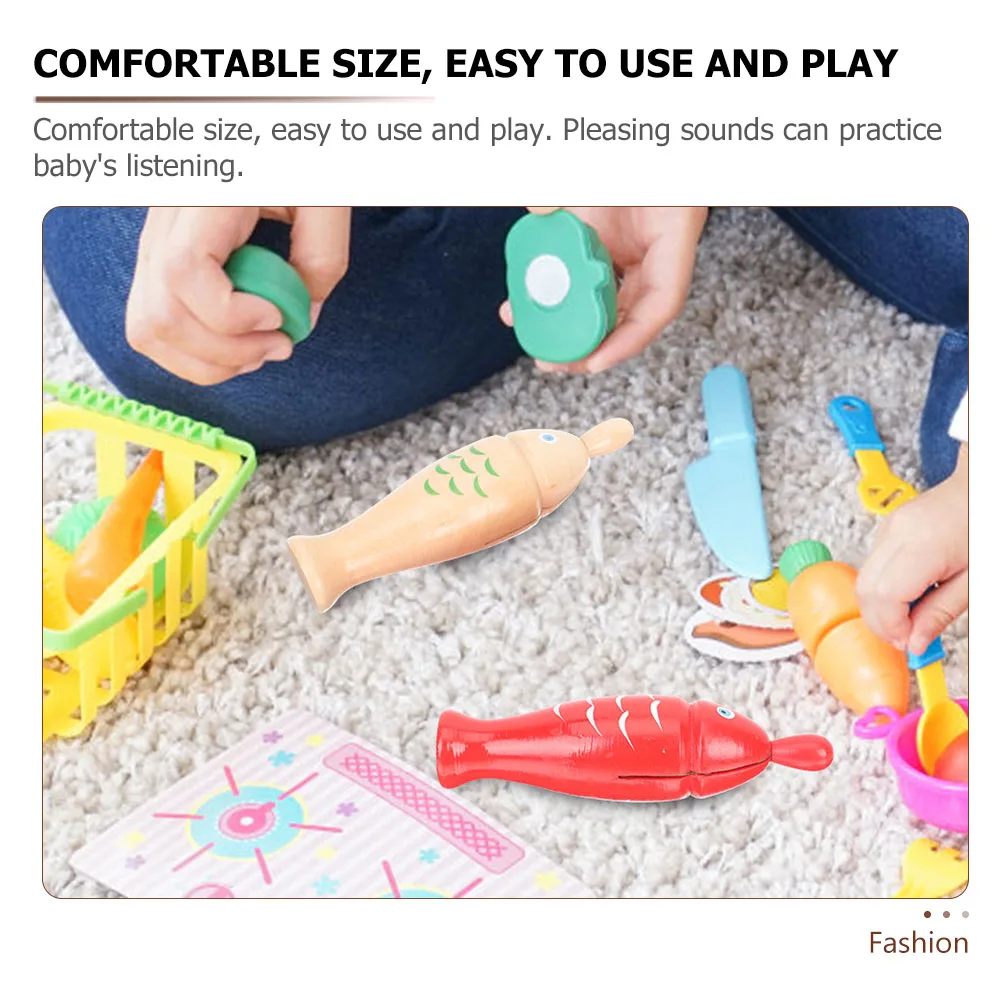 

1 set Wooden Fish Shaped Percussion Instrument Kids Toddler Musical Toy Educational Supplies Safe Material Long Life