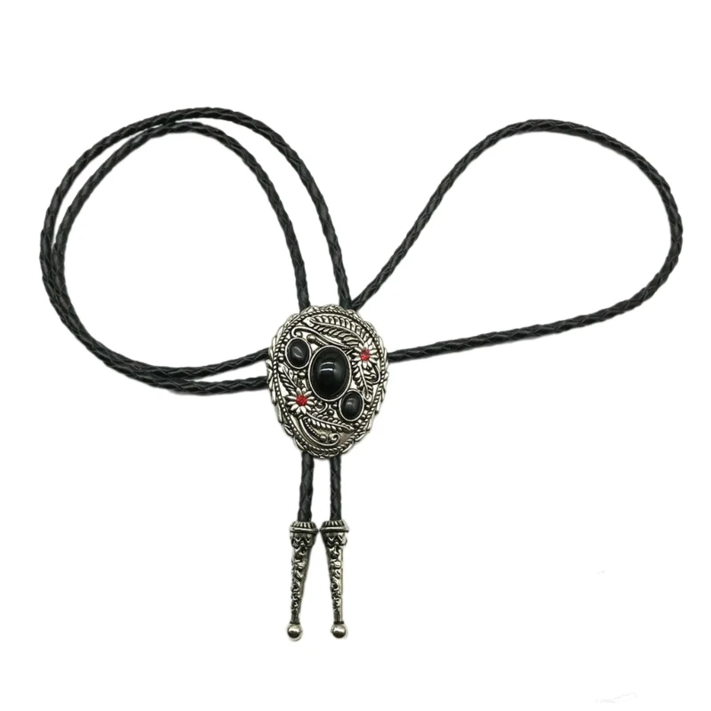 YQ ดอกไม้หินเชือกผูกรองเท้าเนคไท Bolo Tie คาวบอย Punk เนคไท Western สร้อยคอ