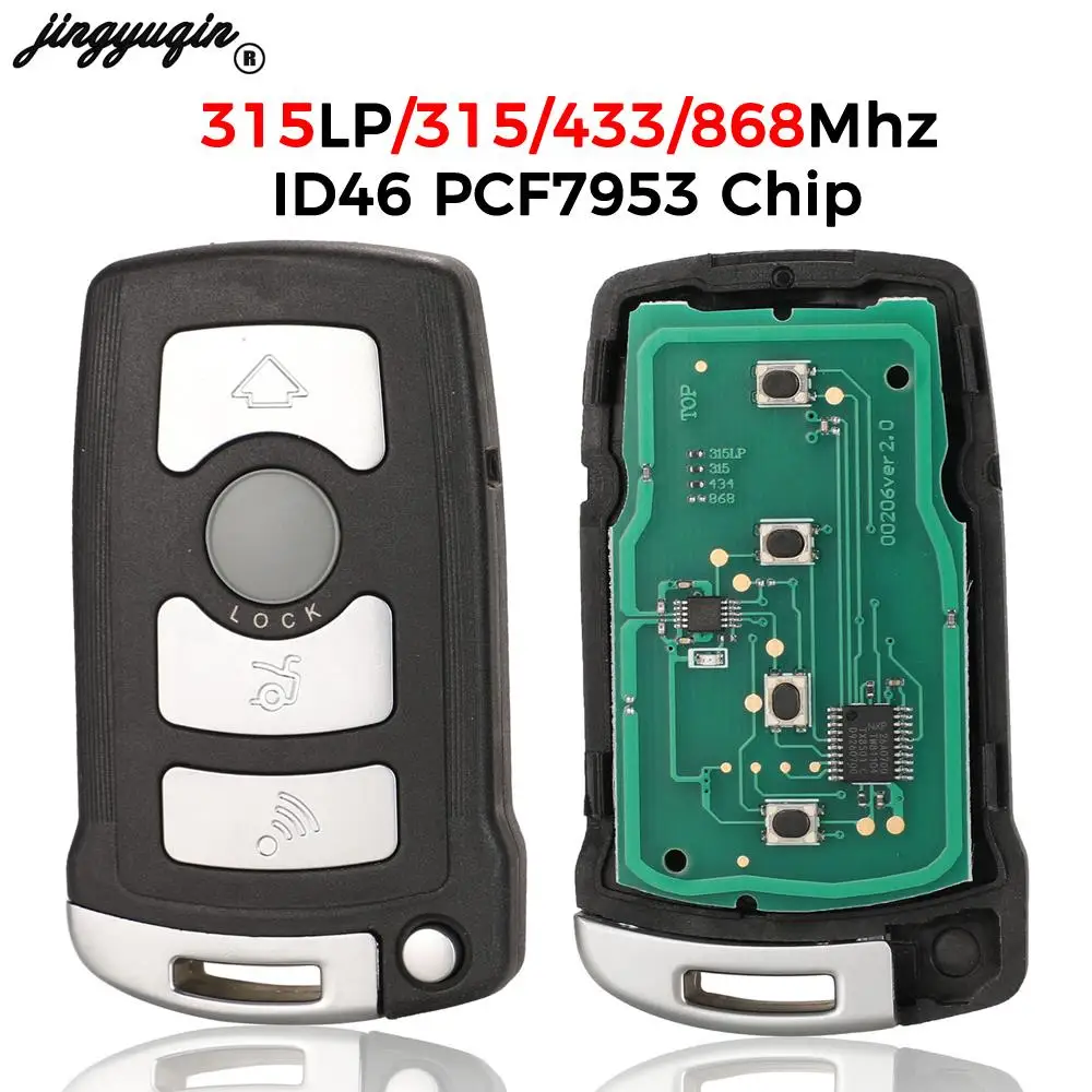 jingyuqin 4Button For BMW 7 SERIES E65 E66 with CHIP ID46 7953 CAS1 Remote key Fob 315Lp/315/433/868Mhz Uncut HU92 Keyless-go