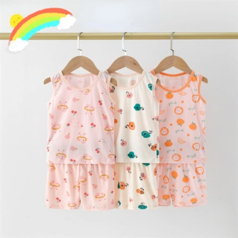 New Summer Children Home Clothing Pajamas Baby Underwear Set Thin Section Kids Clothes Boys Girls Two-piece Clothe Set