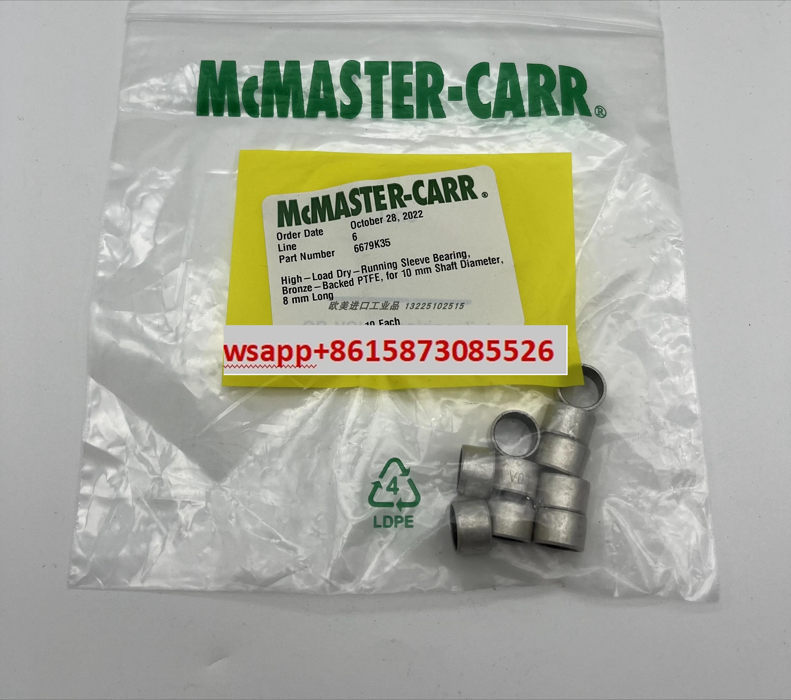 

Bronze sleeve bearing with steel shell for Mcmaster-carr USA 6679K35 industrial shaft 10mm diameter