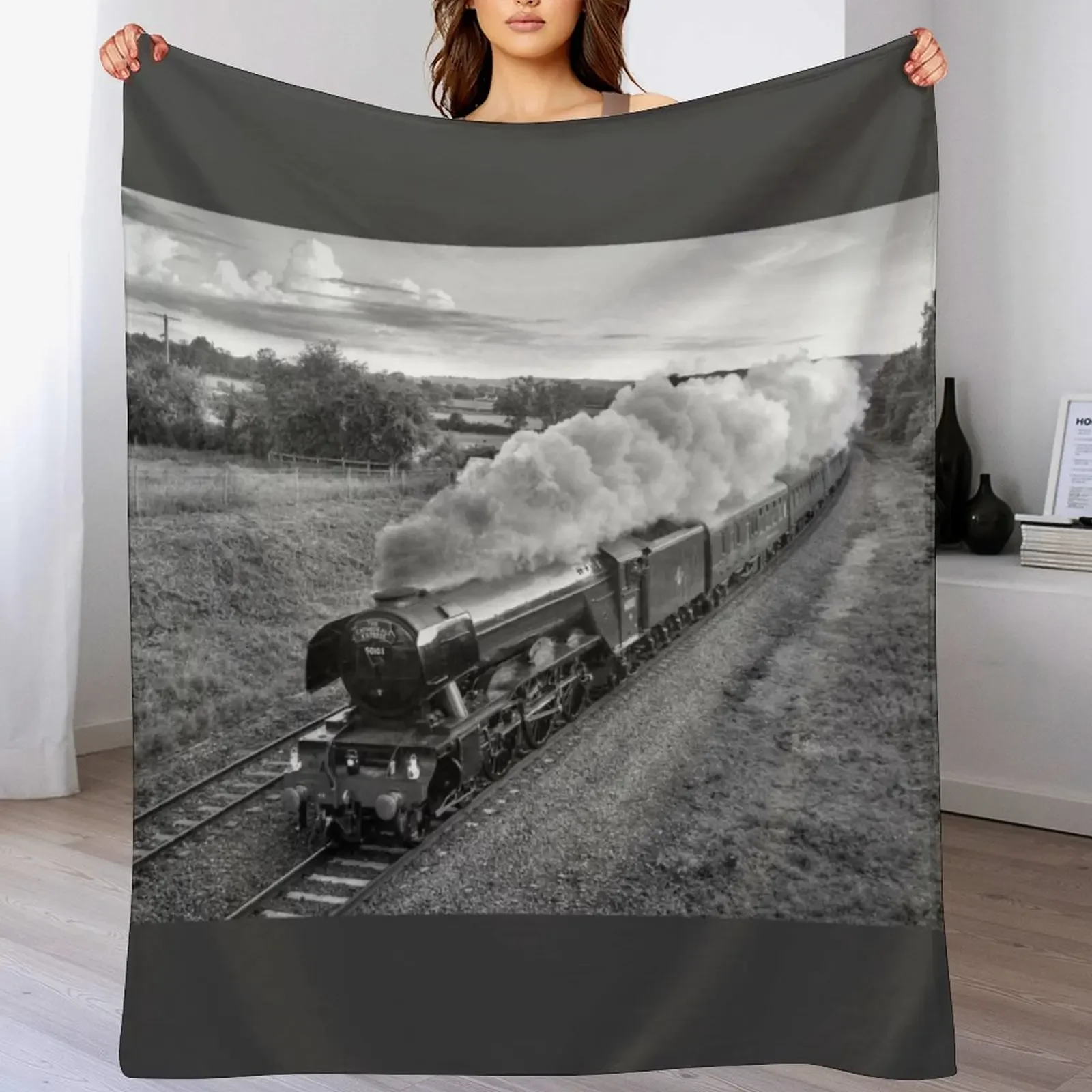 

Flying Scotsman - Black and White Throw Blanket Multi-Purpose Stuffeds christmas gifts decorative Blankets