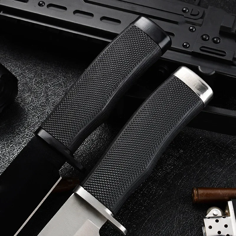 1 piece of high hardness outdoor straight knife, portable EDC camping knife sheath pocket knife, outdoor barbecue tool knife