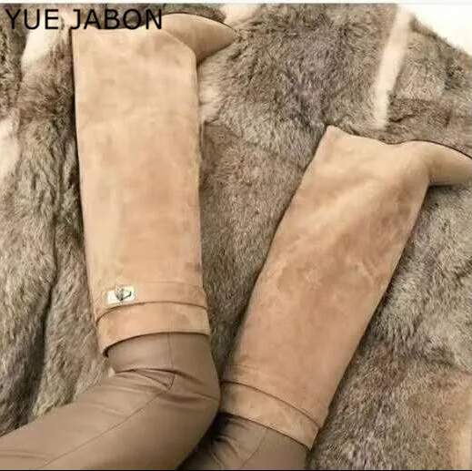 Botas de Mujer con cierre de tiburón de Metal, Botas de cuña para Mujer, Botas Largas con punta estrecha de cuero genuino, Botas de Mujer con aumento de altura, zapatos blancos
