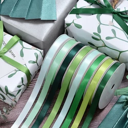 YAMA Single Face Satin Ribbon 6 9 13 16 19 22 mm Ribbons 100yards Light Green for Party Wedding Decoration Handmade Rose Ribbons