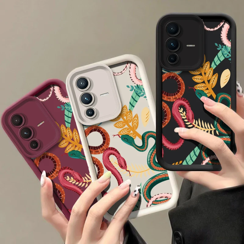 Luxury Snake Print Phone Case For Vivo V70 FE V60 Lite V50 V40 Pro V30 SE V30E V29E V29 V27E Silicone Matte Shockproof Cover view 2